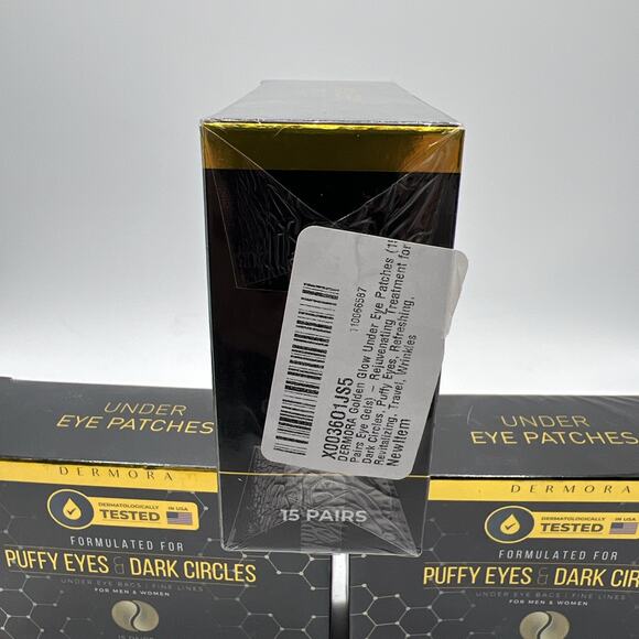 3 Boxes Dermora 24K Gold Eye Mask Puffy Eyes & Dark Circles 15 Pairs Each - Picture 4 of 5